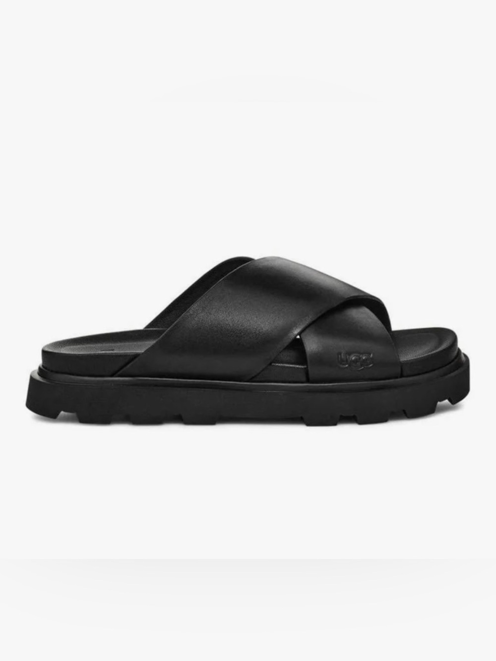 UGG Size 9 Black Crisscross Leather Slide - Picture 2 of 7